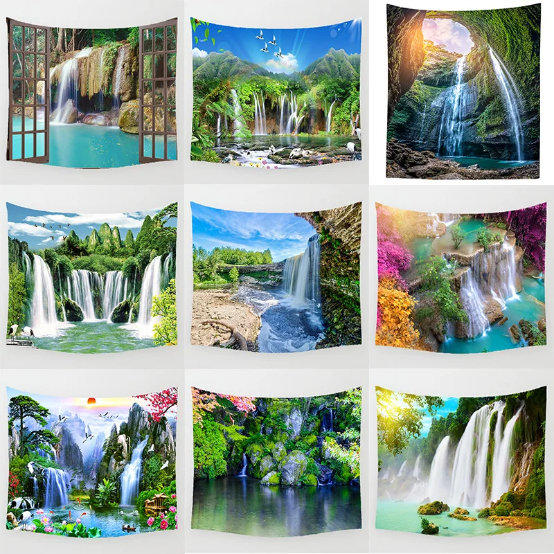 

Beautiful Waterfall Lanscape Painting Wall Art Tapestry Rectangle Tapestry Bedroom Wall Background Home Wall Decor Tapestry