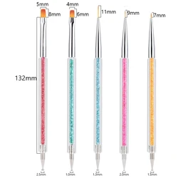 5-Piece Dual-Ended Nail Art Dotting Pen Set with Rhinestone Handles (06)