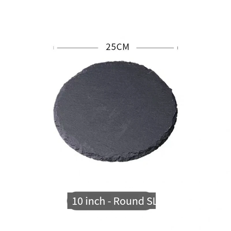 Slate Round Cheese Board, Natural Stone Tray For Serving Cheese, Charcuterie, Sushi, Appetizers, And Mor Easy To Use