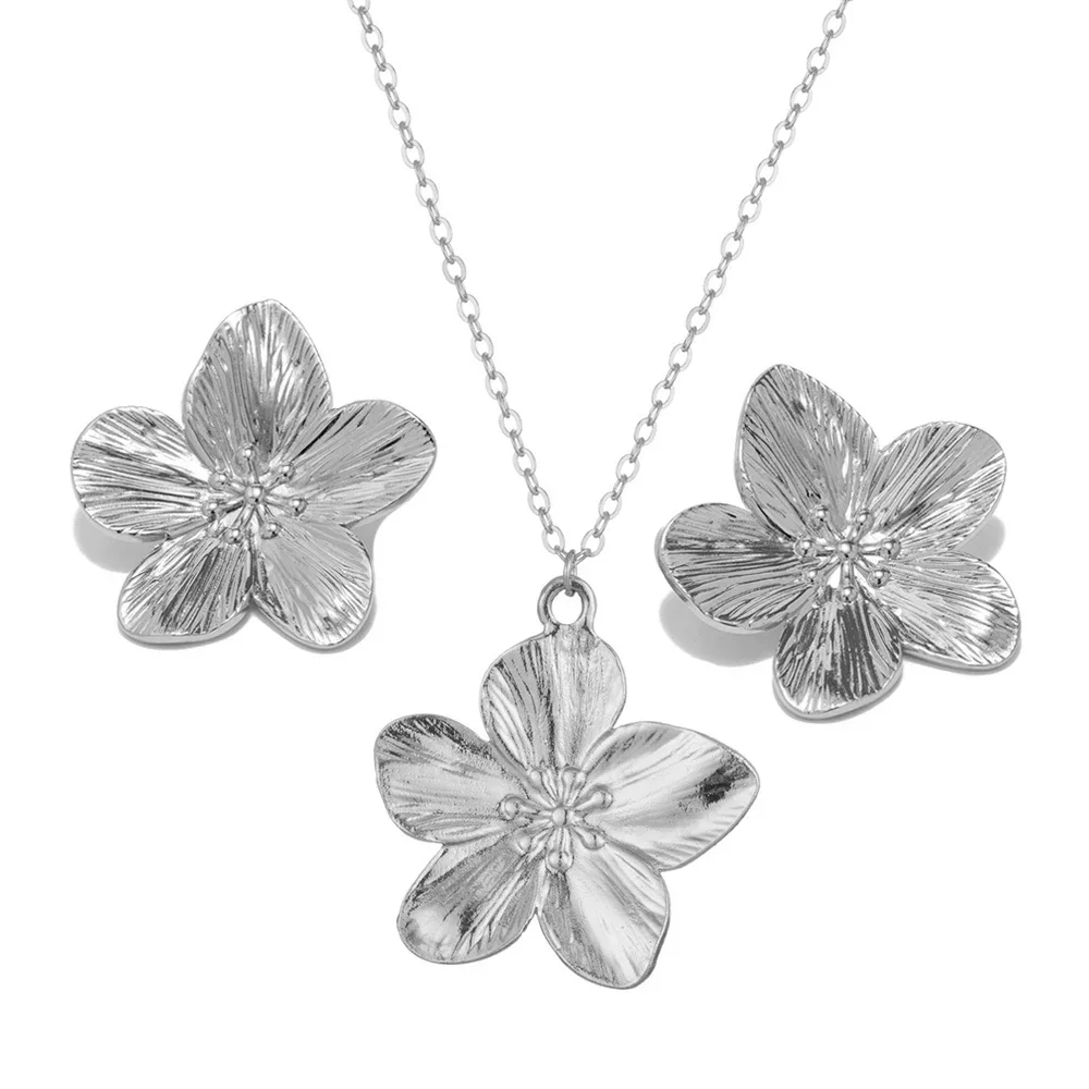 الفولاذ المقاوم للصدأ طقم مجوهرات الفرنسية خمر زهر...