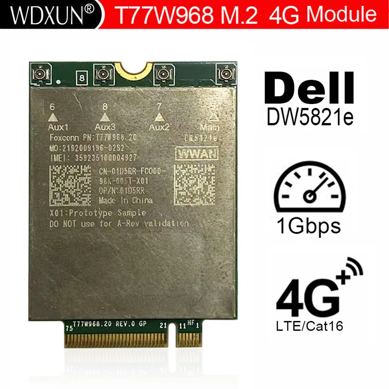Módulo do Cartão de T77w968 Dw5821e Lte Cat16 Gnss 5g Wwan para a Latitude 5420 5424 7424 Latitude Áspera 74007400 2-em1 - Imagem 3