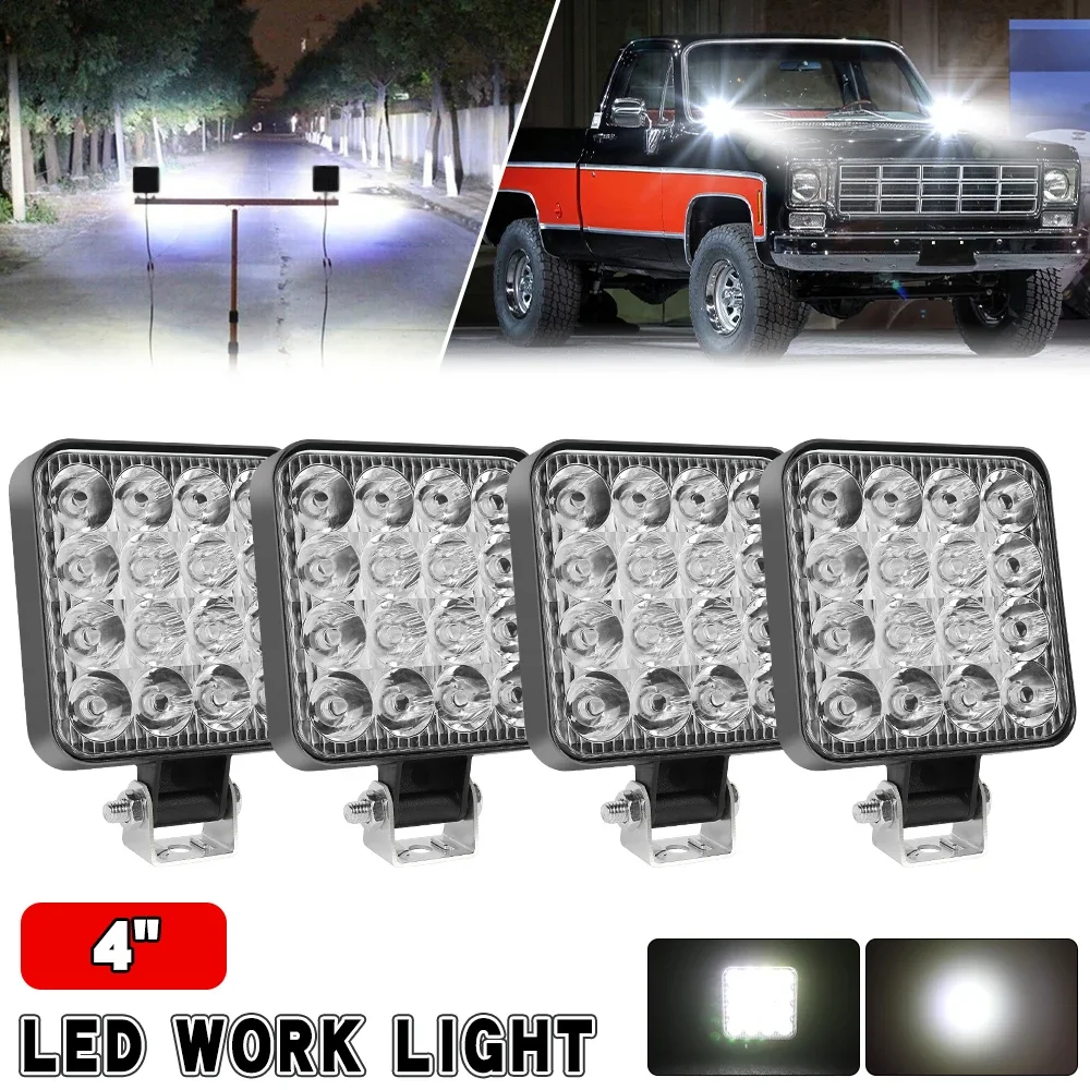 LED Work Light Mini 4 inch 48W 6000k Off Road Spotlight for Truck 4X4 Car SUV ATV Barra LED Headlights 12V
