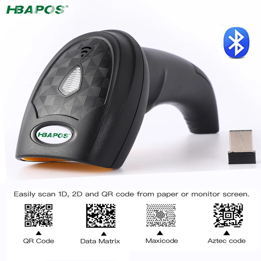 

Barcode Scanner Bluetooth Wireless 2000mAh Battery 1D 2D QR Digital Printed Bar Code Reader Cordless for Store Warehouse