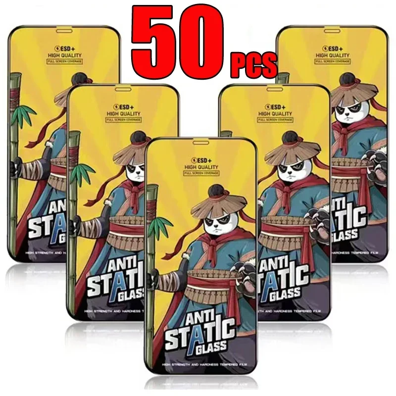 

50pcs ESD ANTI-STATIC HD Tempered Glass Screen Protector Film For iPhone 15 14 Pro Max 13 12 11 X XR XS Max 14 15 Plus