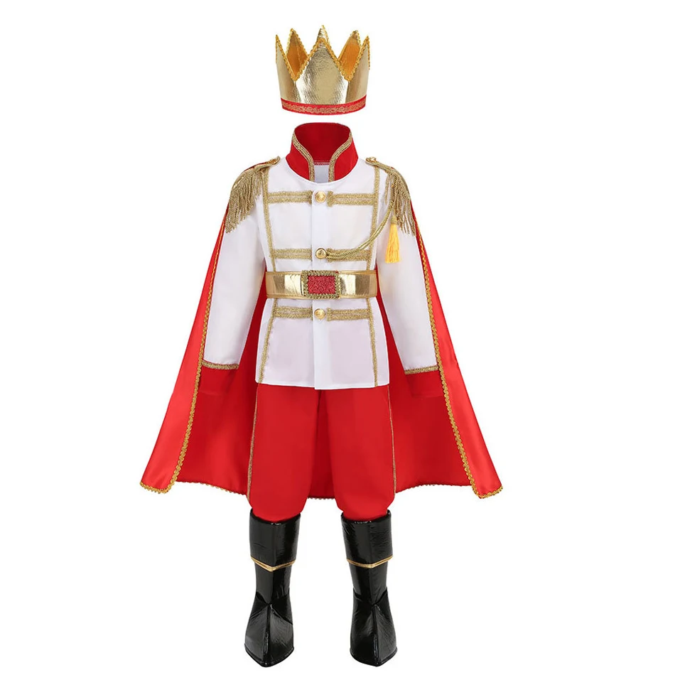 Costume da principe cosplay per ragazzo, costume cosplay per re di Halloween per bambini Tinkerbell Aurora Costume da spettacolo per asilo Tiana - immagine 2