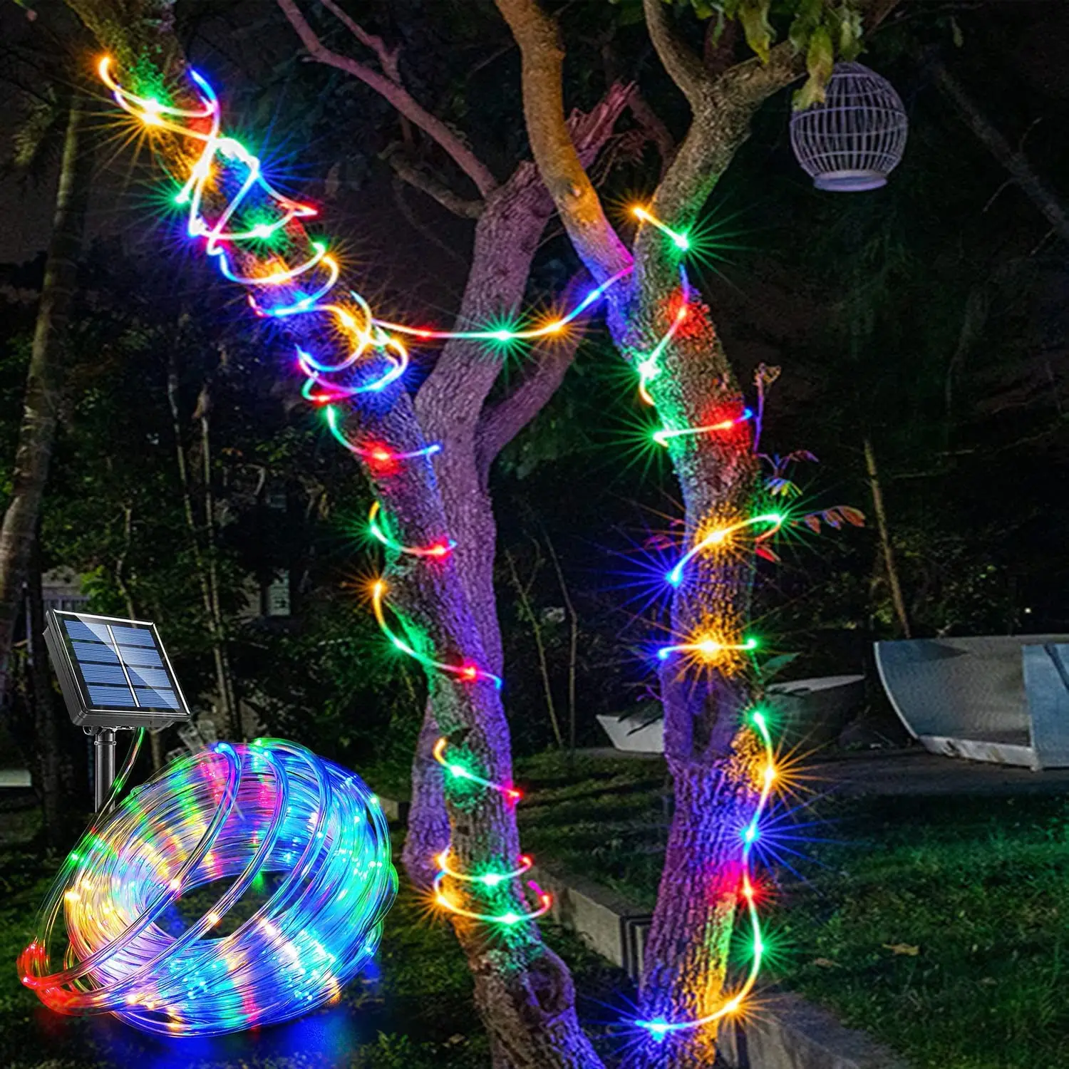 

39FT 100 LED Solar Rope Light 8 Mode Waterproof Outdoor Solar Light LED Copper Fairy String Tube Light for Party Garden Xmas