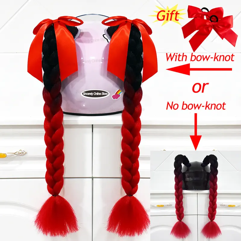 2pcs Quality Braids For Motorcycle Helmet Ponytail Sucker Braids Wig For Woman Helmet Decor Ears Twist Accessories 164 Colors - Image 24