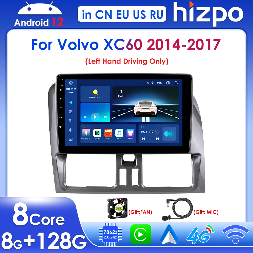 

Hizpo Carplay Android 12 Radio 2din Stereo Multimedia MP3 Player for Volvo XC60 2014 - 2017 Car Intelligent Systems GPS Navi DSP