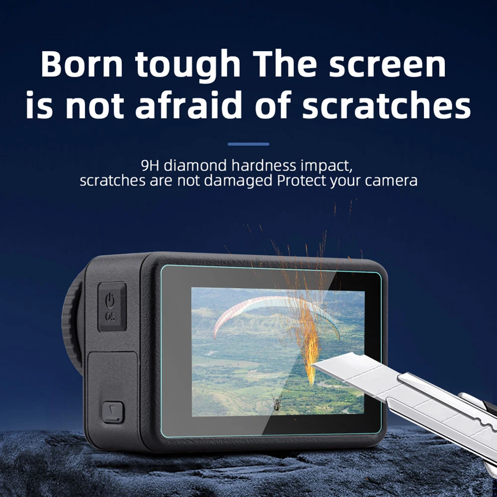 DJI 액션 4 용 강화 유리 스크린 보호대, 고경도 강화 유리 보호 필름, 울트라 슬림 카메라 스크린 보호대