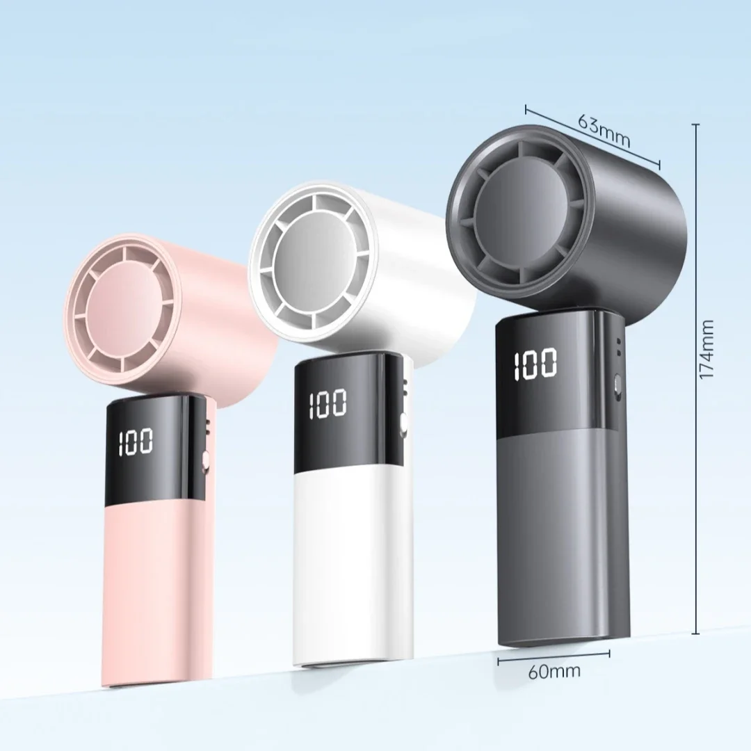 4000mAh Handheld High-speed Fan 100 Levels Adjustment USB Charging Fan Portable High-speed Turbine Digital Display Mini Fan