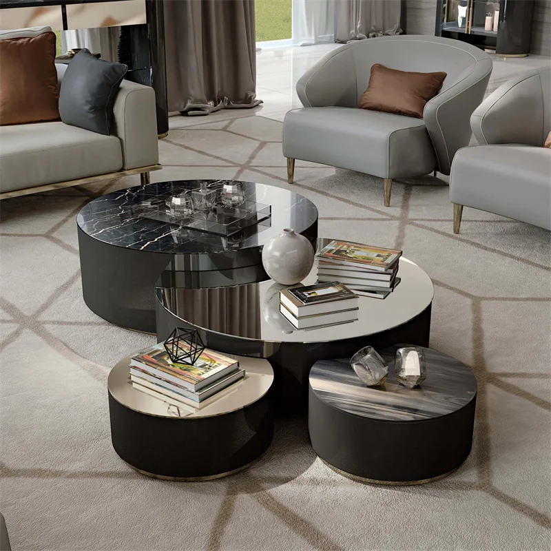 Modern Round Nesting Marble Coffee Tables – Set of 3 2