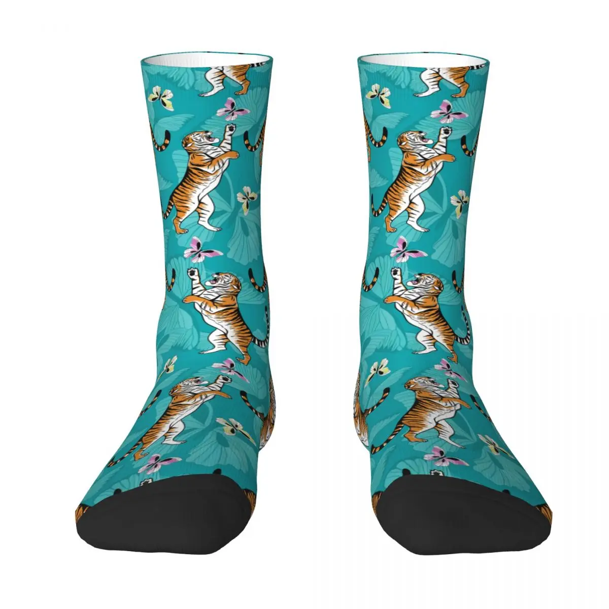 

Tiger Play Buttterfly Animal Sock Socks Men Women Polyester Stockings Customizable Funny