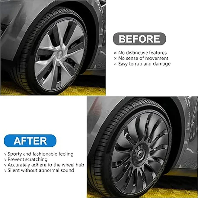 Hub Cap for Tesla Model Y 19 Inch Performance Automobile Replacemen Hubcap Full Rim Cover Car Accessories Wheel Caps 4PCS