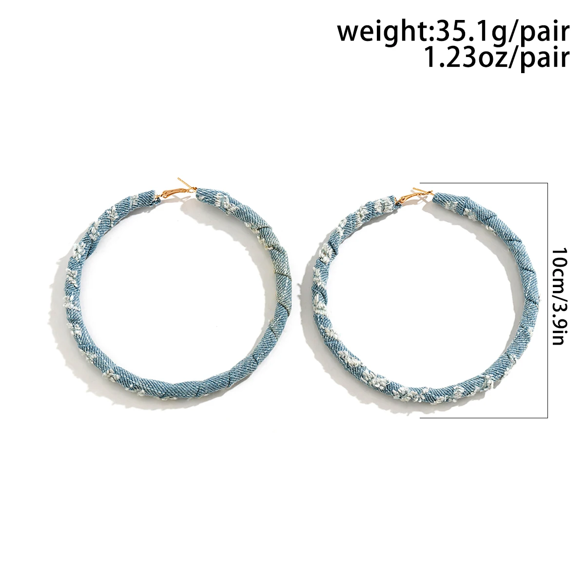 IngeSight.Z Punk Denim Large Circle Hoop Earrings For Women