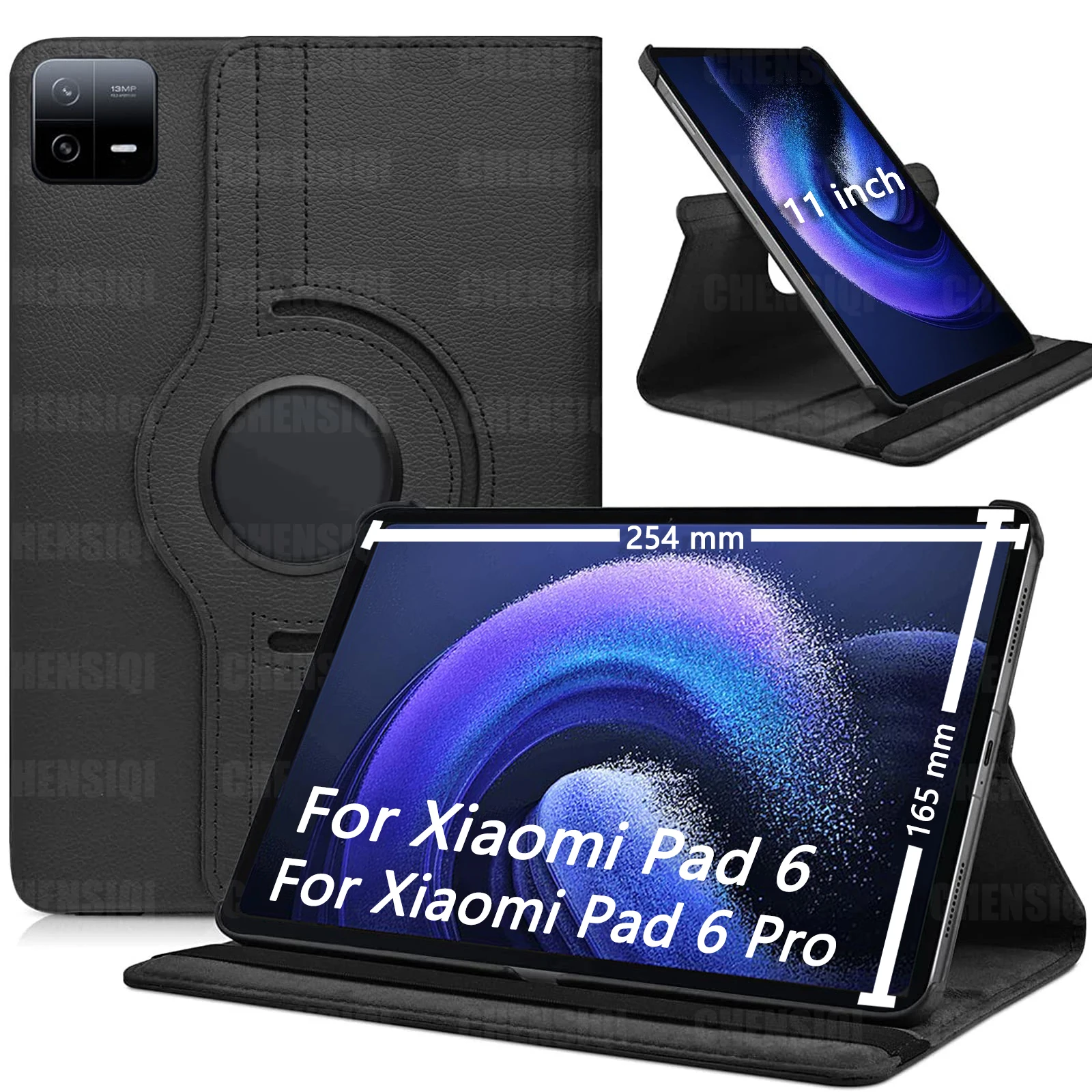 Estojo Protetor de Couro com Função Dormir e Acordar Estande Giratório 360 para Xiaomi Pad Pro 11 Tablet 2023