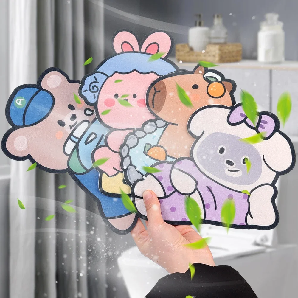 1/5pcs Cartoon Animal Toilet Deodorant Stickers Rose Lemon Jasmine Fragrant Toilet Sticker Remove Odor Decoration Sticker