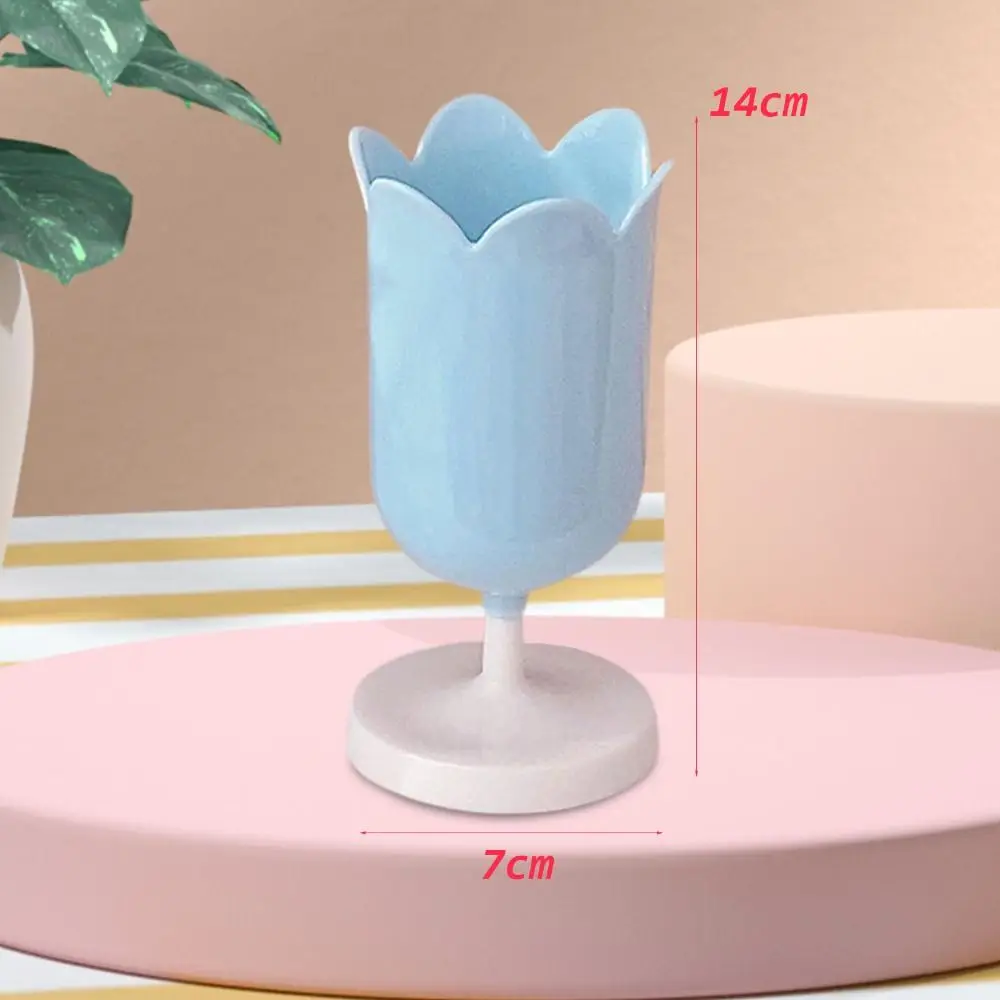 Tulips Storage Bucket Pen Holder Plastic Storage Tank Cup Makeup Brush Holder Desktop Organizer Students Stationery makeup organizer,pen holder,desk organizer,pen and brush holder,desk storage rack,brush holder