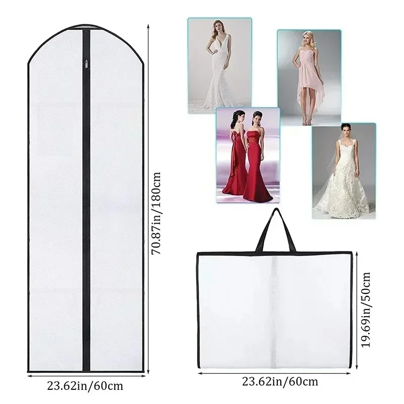 Clothes Dust Cover Garment Bag Suit Dress Jacket Coat Protector Dustproof Storage Cover 60x180cm for Travel Wedding Closet Use