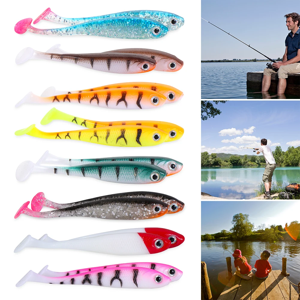 

5pcs Colorful Jigging Spinning Baits Silicone Fishing Tackle T Tail Wobblers Lure Bait Worms Jig Bait Soft Fishing Lures