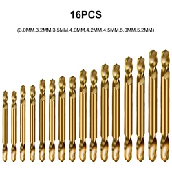 Jeu de forets hélicoïdaux, jeu de 16 pièces, verre céramique acier rapide perforateur à spirale, bricolage travail revêtement en alliage outils à main portables 