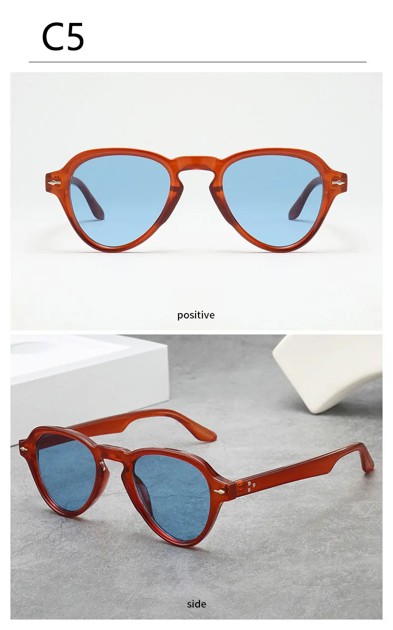 Handgefertigte Sonnenbrille im japanischen Stil, Aviator Retro-Markendesign-Brille, mehrfarbige Persönlichkeitsbrille, UV400-Schutz – Detail 14
