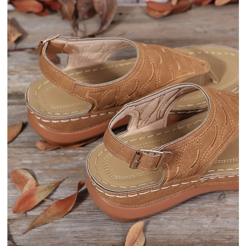 Damen-Sandalen mit Weicher Sohle, Sommer-Schuhe für Frauen, Keilabsatz-Sandalen, Strand-Pantoletten, Damen-Flip-Flops, Sommer-Sandalen – Detail 32