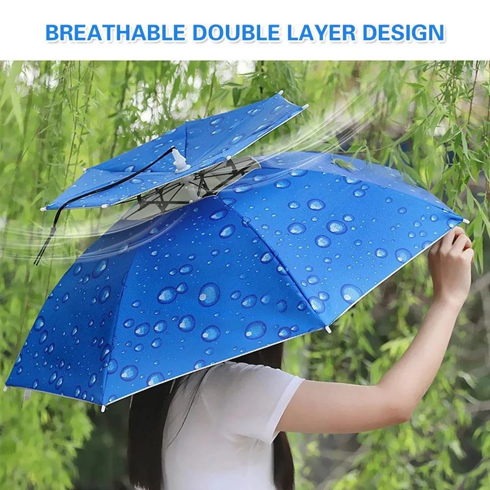 Chapeau parapluie pliable portable - Protection solaire et pluie pour pêche camping extérieur