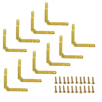 10Pc Jewelry Box Metal Cover Lid Support Hinges Folding Positioning Tripod Antique Lid Wood Case Corner Movable Hardware Bracket