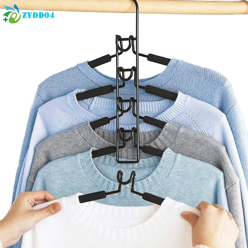 검정색 다층형 걸이식 옷장 행거, 후크 포함 공간 절약형 옷장 정리함, 코트, ..