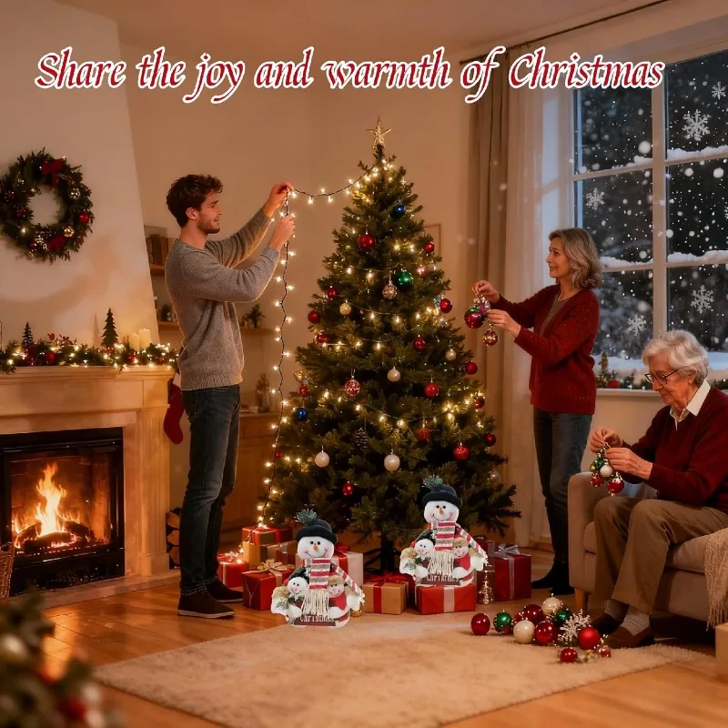 2025 New 12-inch Plush Snowman Decor - Soft Tabletop Winter Decoration for Office/Home, Festive Christmas Centerpiece with