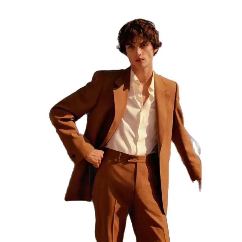 Men Fashion Chic Full Suits Single Breasted Two Piece Jacket Pants Slim Fit Casual Office Prom Blazer Sets