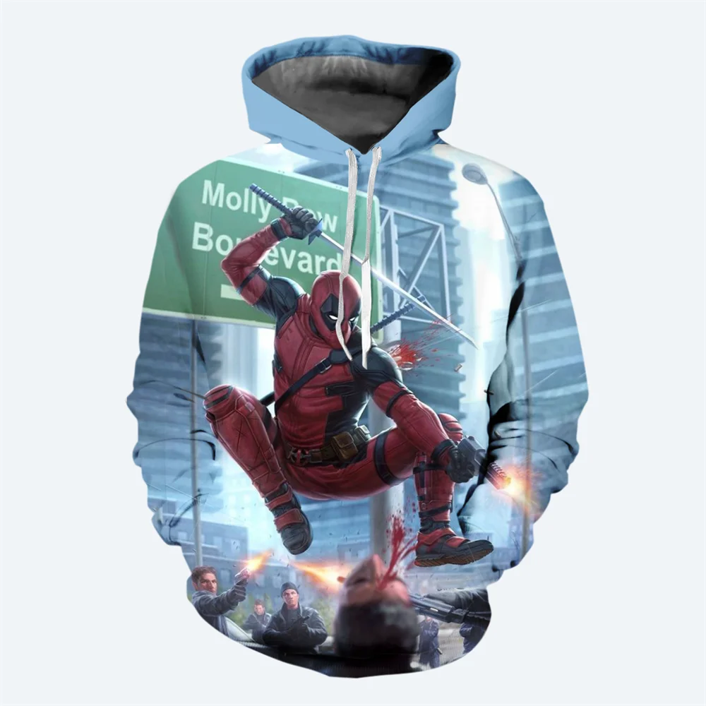 thumbnail image 1 of Nueva sudadera con capucha de Marvel para hombre, con estampado 3D de Deadpool, sudadera clásica de estilo informal, sudadera de moda urbana de hip hop para hombre, 1 of 5