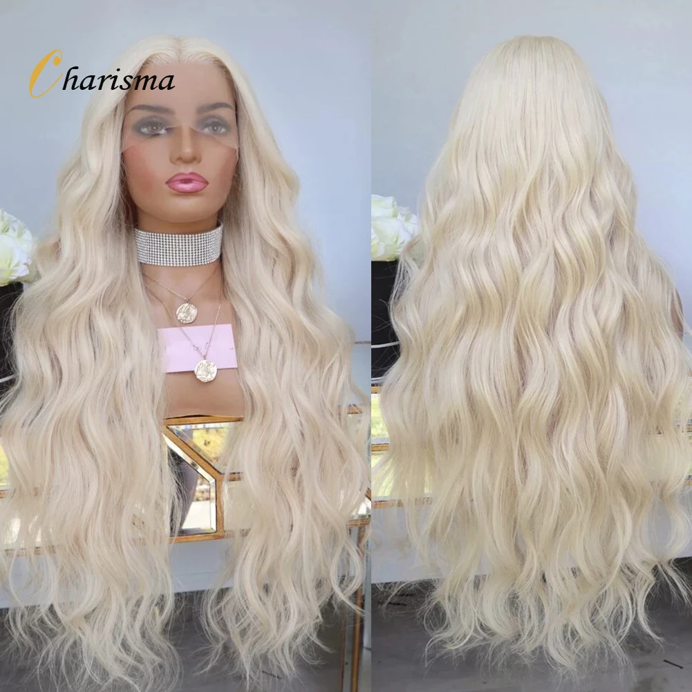 

Charisma Synthetic Lace Front Wig for Women 26 Inches Long Body Wave Blonde Wig Middle Part Natural Hairline Cosplay Wigs