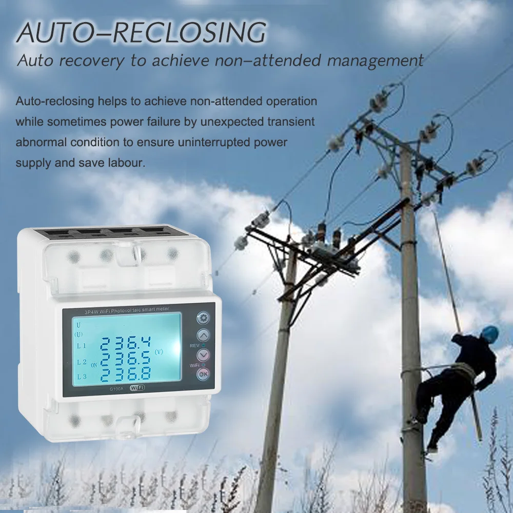 3 Phase 4 Wire 380V 100A Tuya WiFi Smart Bi-Directional Energy Power kWh Meter O