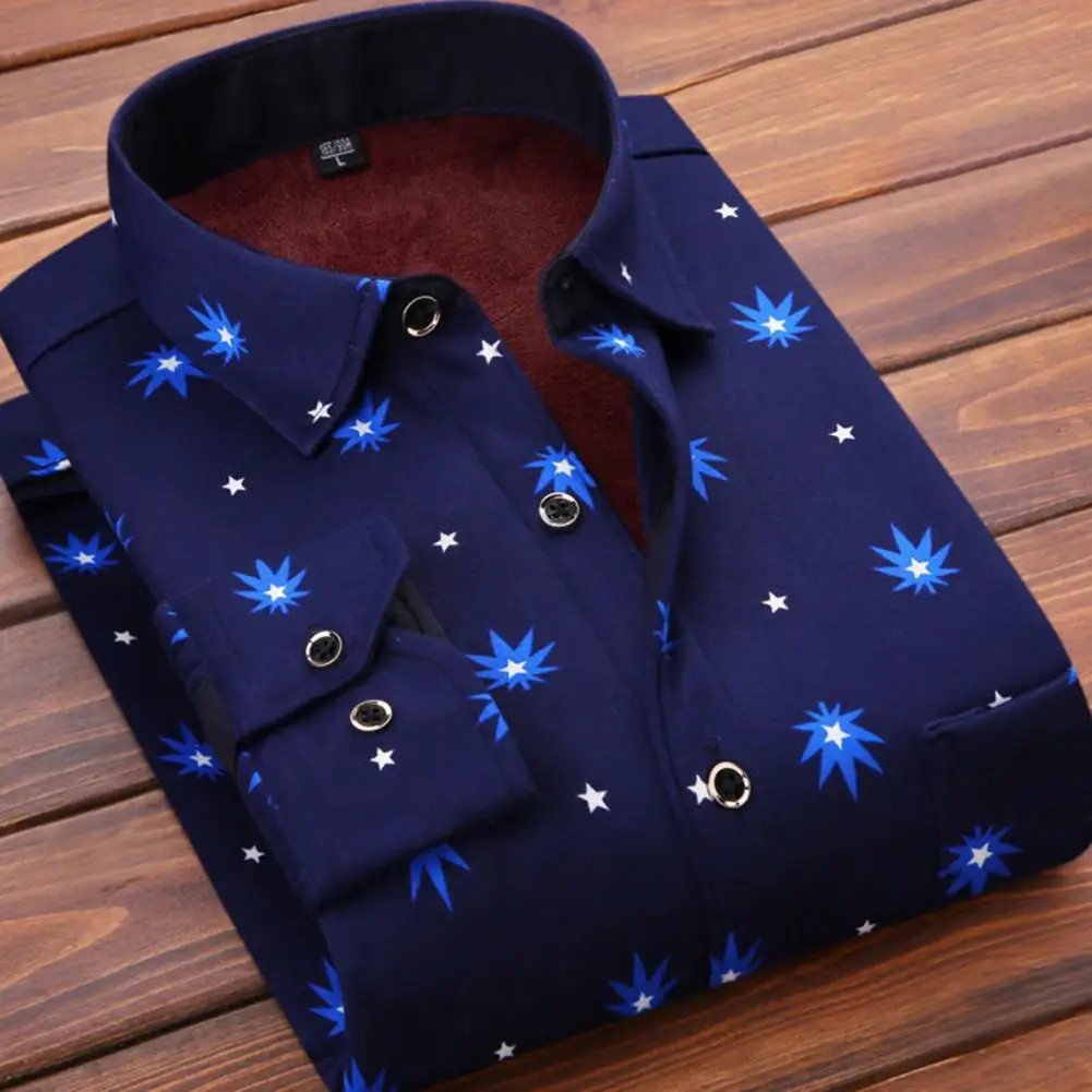 

Casual Long Sleeve Men Shirt Vintage Plaid Print Cardigan Stylish Mid-aged Men's Top with Soft Single-breasted for Formal