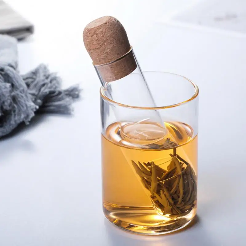 1PC Mini Transparent Tea Strainer Glass Tea Infuser Empty Bottle Brewing Test Tube Set Cork Glass Bottle Tube Kitchen Tools