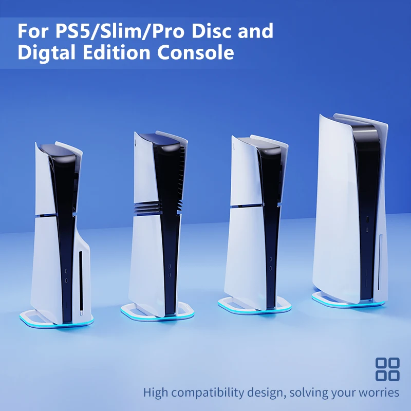 RGB Vertical Stand for Gaming Console with Anti-Slip Pad and 7 LED Light Modes