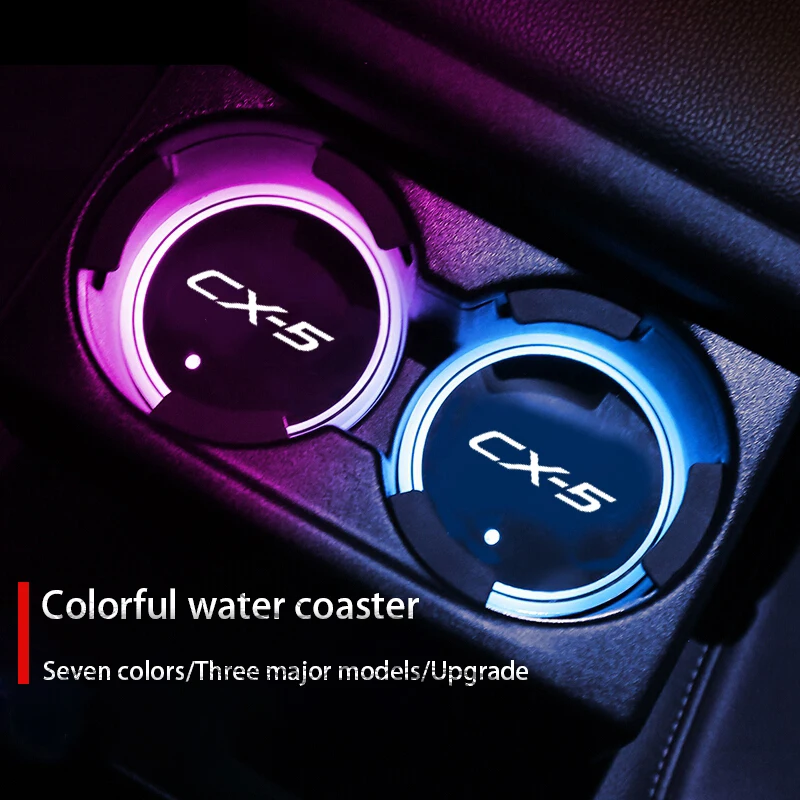 Lichtgevende Auto Water Cup Coaster Houder 7 Kleurrijke Usb Opladen Auto Led Sfeer Licht Voor Mazda CX5 Cx 5 CX-5 auto Accessoires