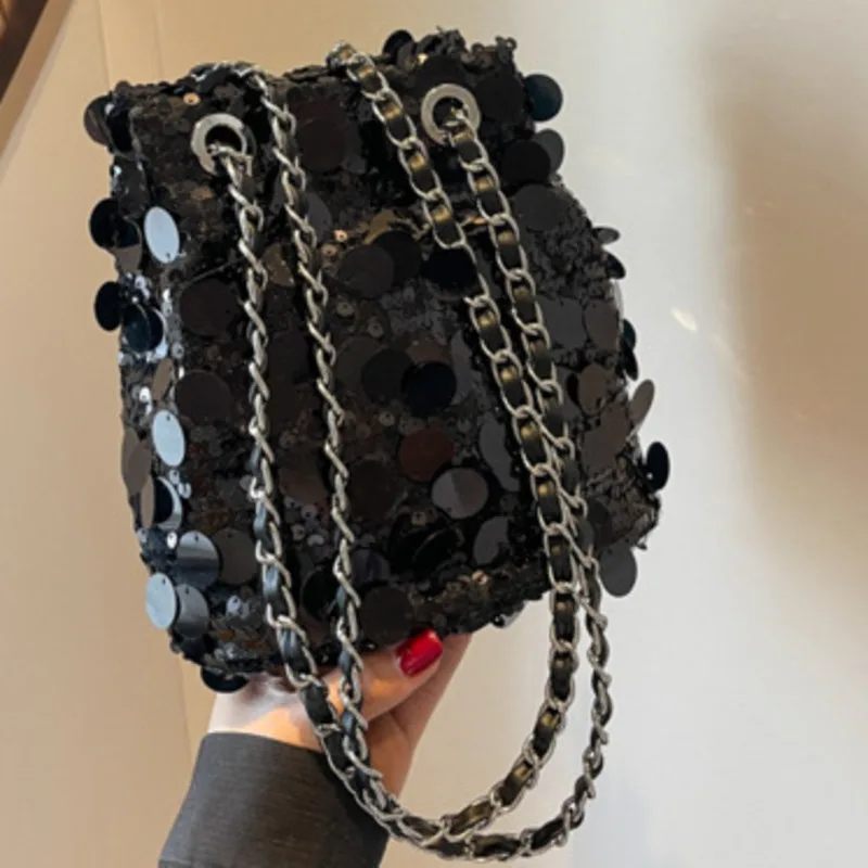 Single Classic Versatile Shoulder Bag Style Bling Bucket Crossbody Casual Handbag for Woman High-quality Messenger Luxury Female