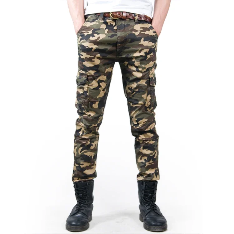 Streetwear Fashion Camo Casual Men Trousers Thin Camouflage Slim Spring Summer Skinny Pencil Cargo Pants