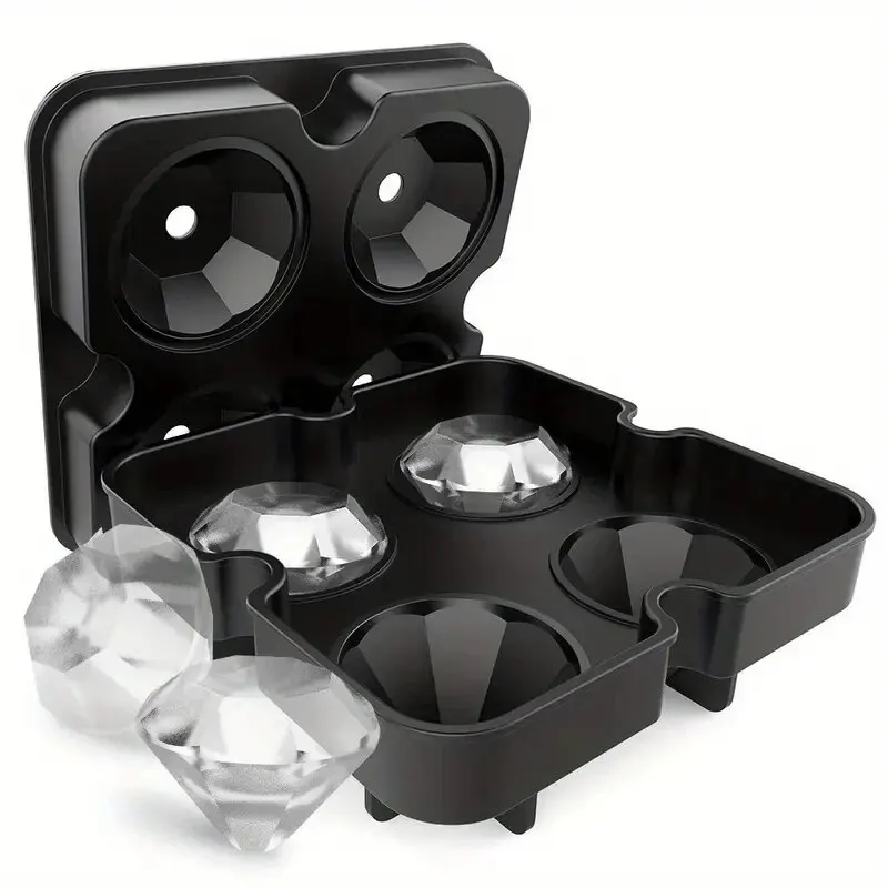 Ice Mold Silicone 3D Ball Skull Diamond-Shaped Reusable Ice Cube Mold Trays For Whiskey Party Supplies
