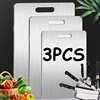 3PCS Stainless Steel Cutting Board - Heavy Duty Double-Sided Chopping Board for Meat, Vegetables, Dough Kneading & Kitchen Prep