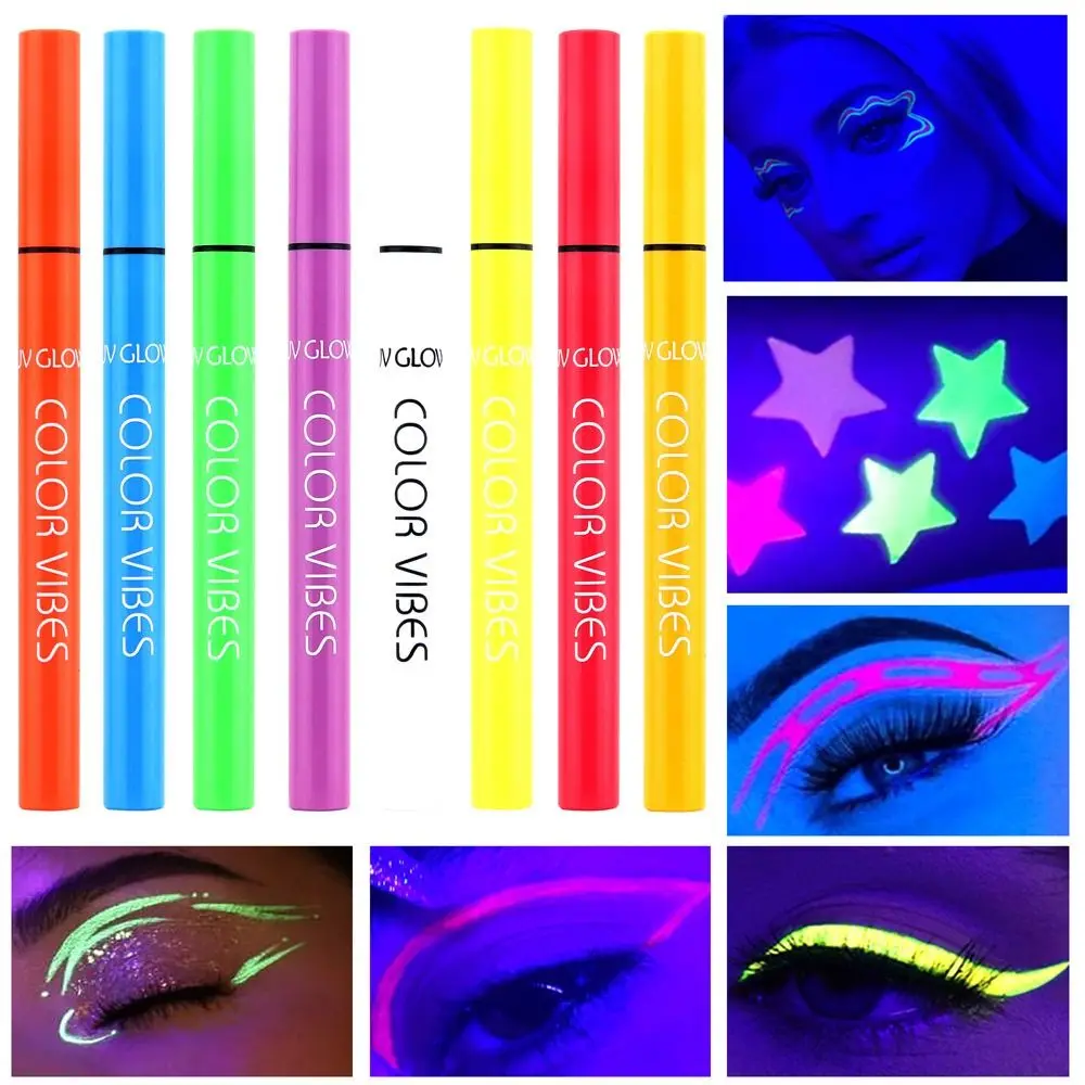 

Non-Smudge Uv Fluorescent Eyeliner Glow in Dark Body Art Paint Colorful Eyeliner Pencil Purple Yellow Long Lasting