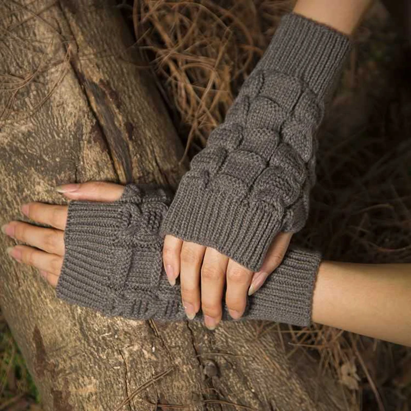 Gants sans doigts, chauffe-bras, gants sans doigts violets tricotés à la main - France
