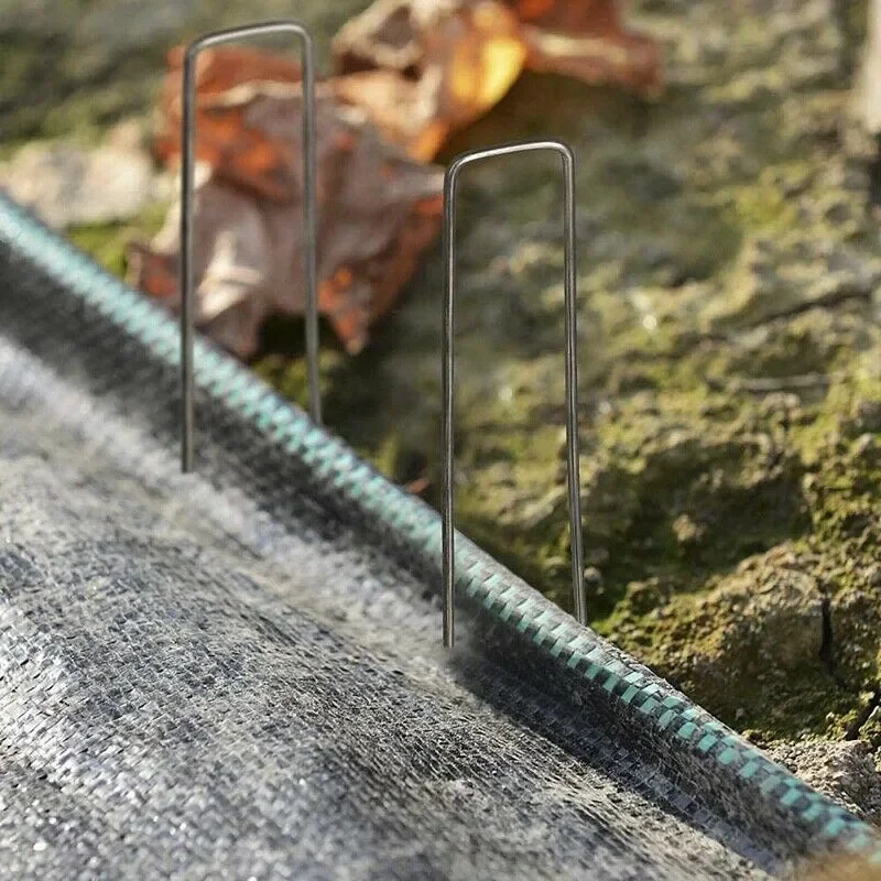 Description Picture 6 of item20 Pcs Galvanised Metal Ground U Tent Pegs Gazebo Camping Tarpaulin Hooks Tarpaulin Fixing Lawn U-Shape Pegs Garden Supplies