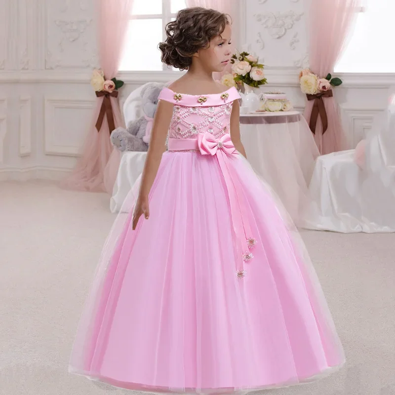 Christmas Kids Princess Dress Girls Flower Ball Gown Baby Clothes Elegant Party Wedding Evening Costumes Children Vestidos girls dress,princess costume,kids clothes