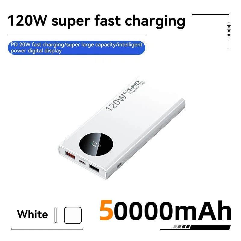 120W Power Bank 200000mAh Supersnel opladen Power Bank Externe batterij met hoge capaciteit en digitaal display voor iPhone Xiaomi