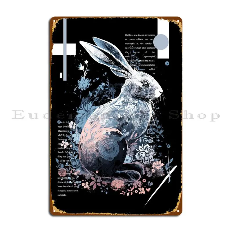 

Rabbit Text Art Metal Sign Garage Cinema Cave Club Printing Tin Sign Poster