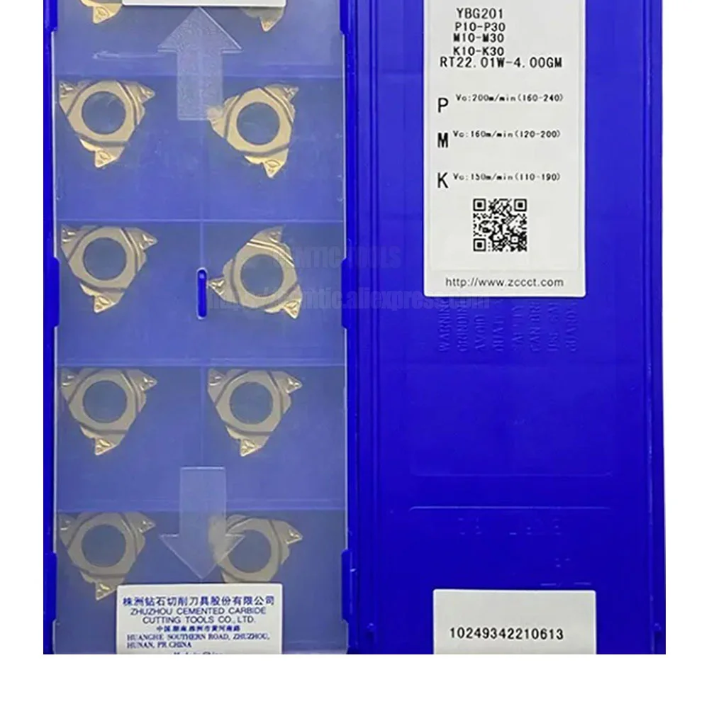 

ZCC Carbide Insert Threaded Inserts Cutting Tools YBG201 RT22.01W-4.00GM YBG205
