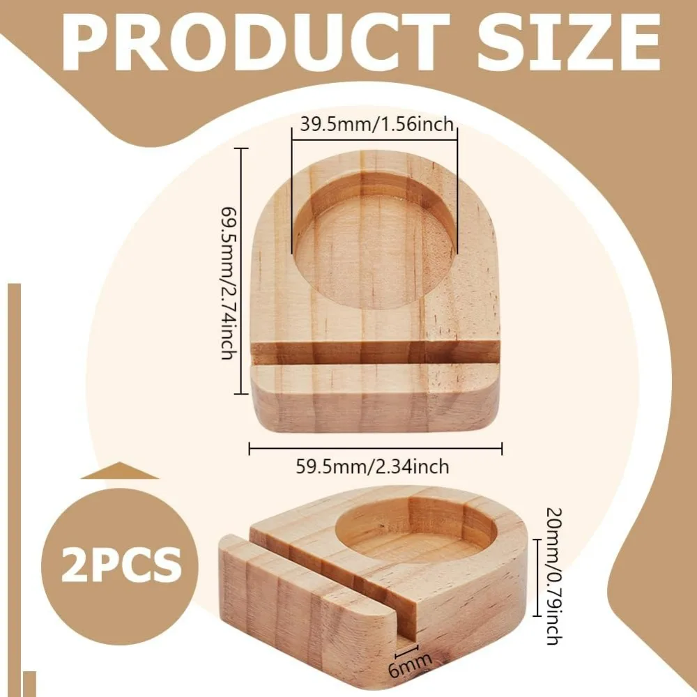 2 Pcs Wooden Glass Display Stands with Candle Holder 2.75x2.36 Inch Arch Wooden Pedestal Wood Base Stand for Glass Display Party